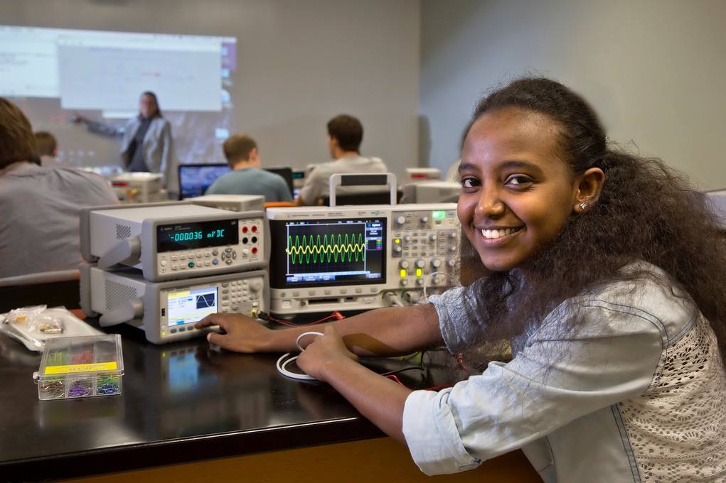 Engineering student at computer