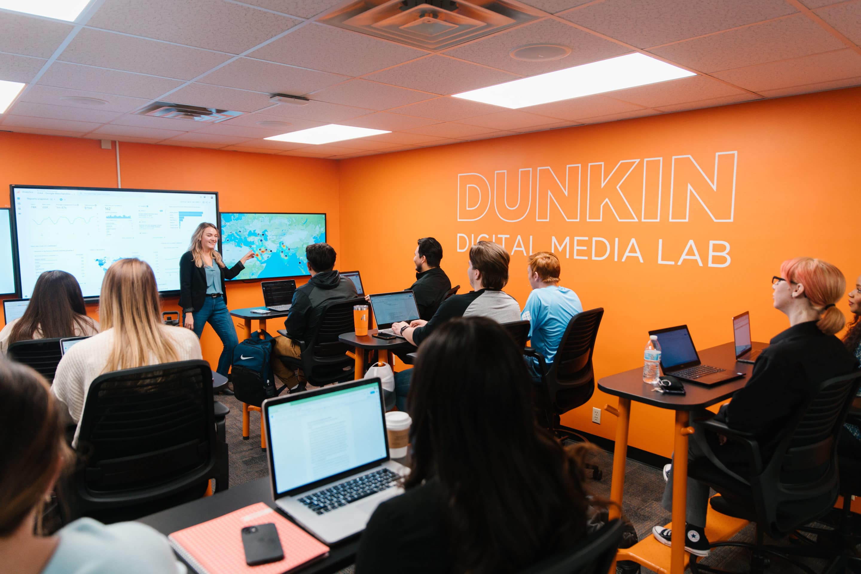 Victoria Shaw teaching in the Dunkin Digital Media Lab