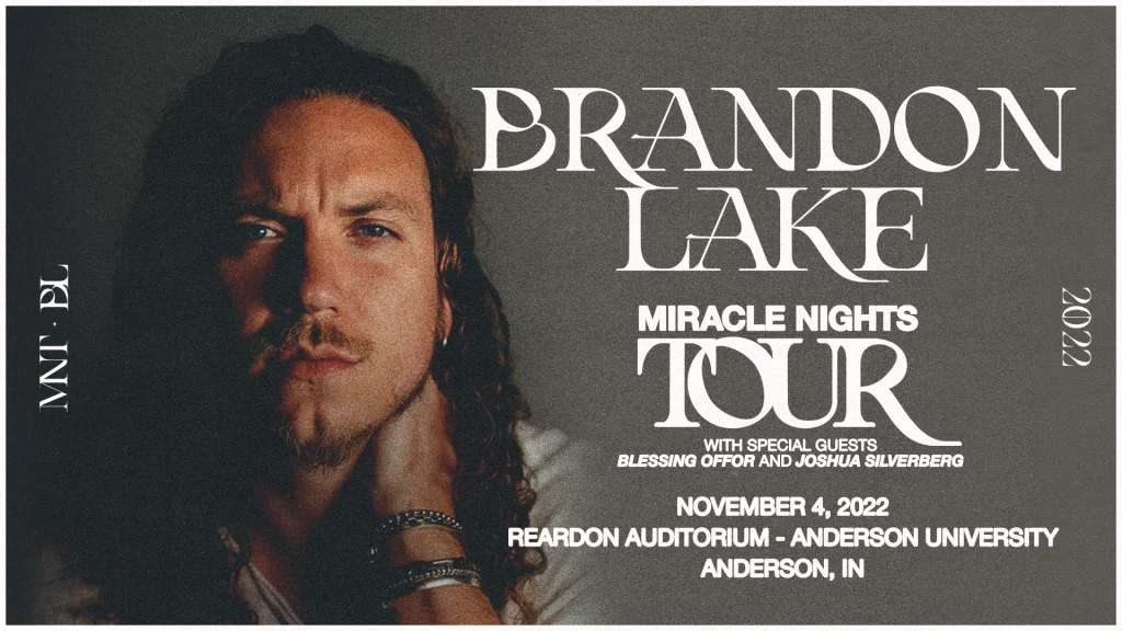 Brandon Lake Bringing Miracle Nights Tour To Anderson University