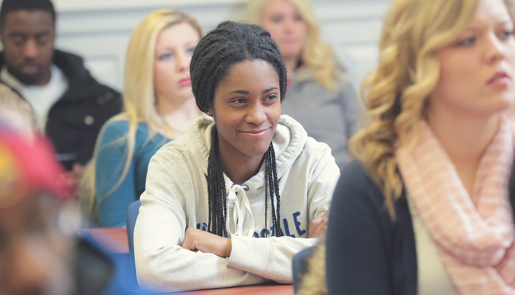 students listening in class