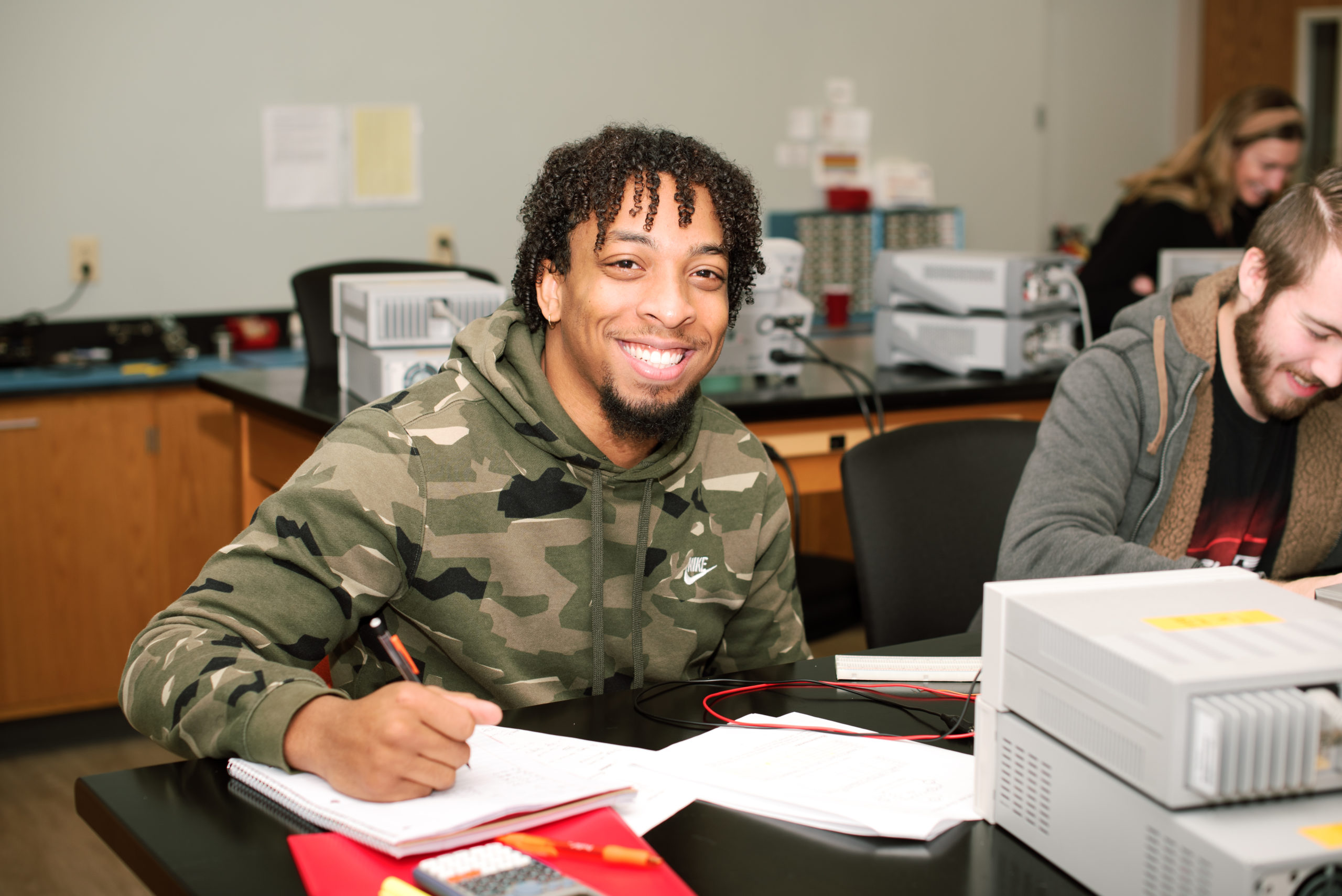 Jan 23, 2020 (19) Student smiling while working in his classroom