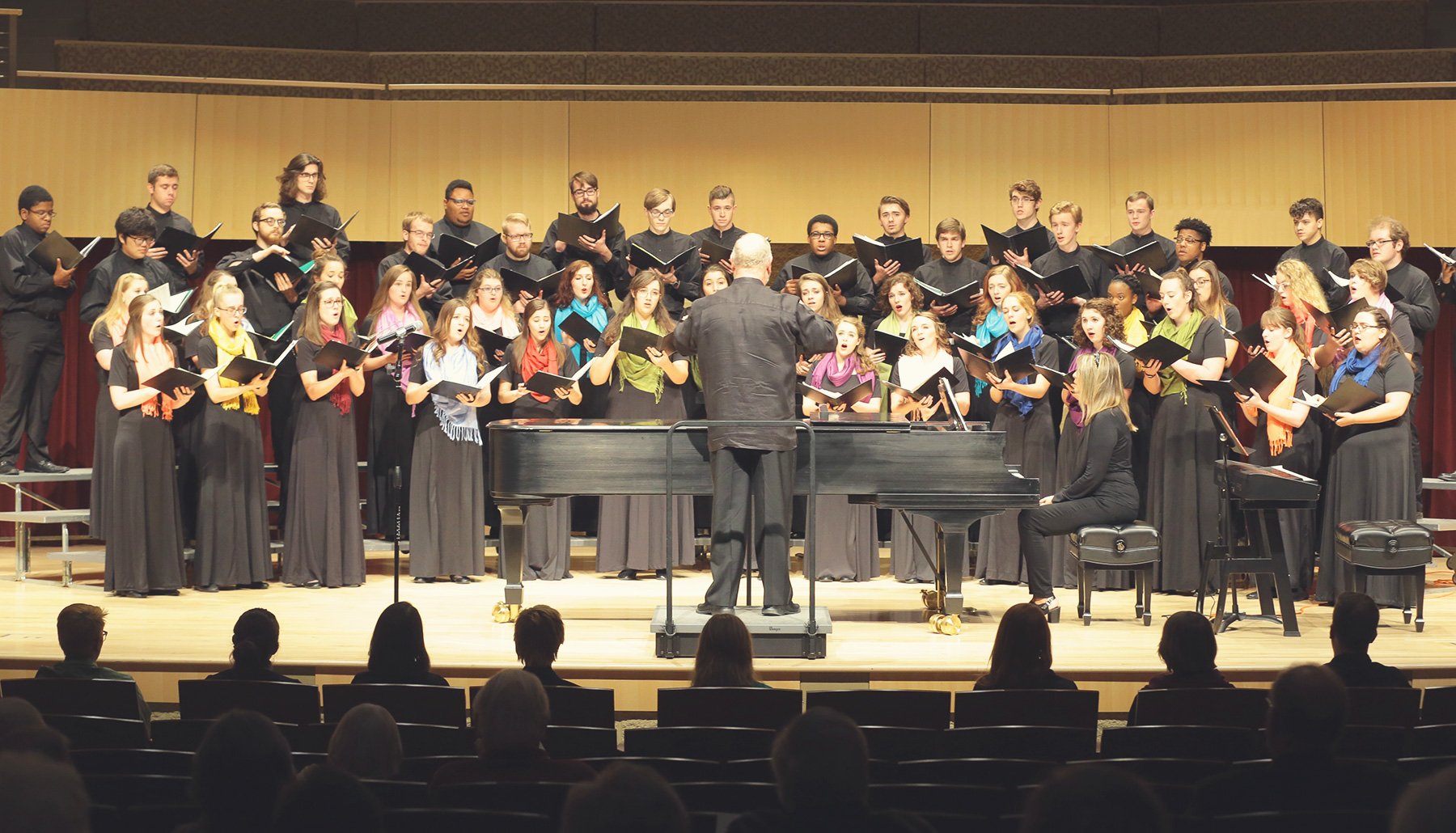 the AU Chorale sings in York Performance Hall