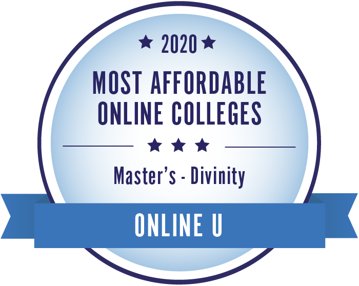 Cream colored badge with blue outlines. States "Top Online MBA Programs. Indiana. Online MBA Today."